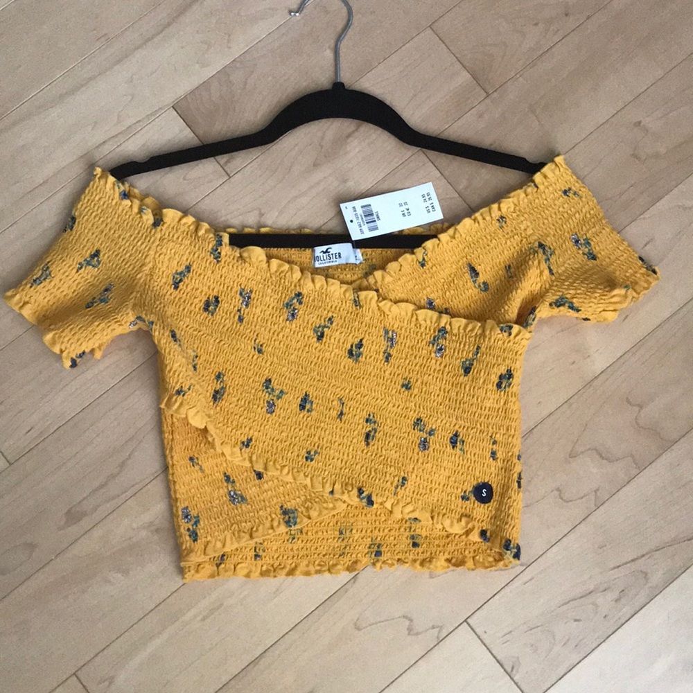 Brand New Off the Shoulder Yellow Floral Crop Top
